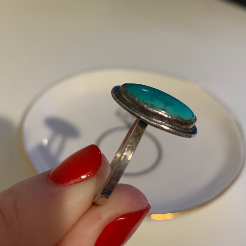 Rustic Sterling Silver Turquoise Ring - image 3